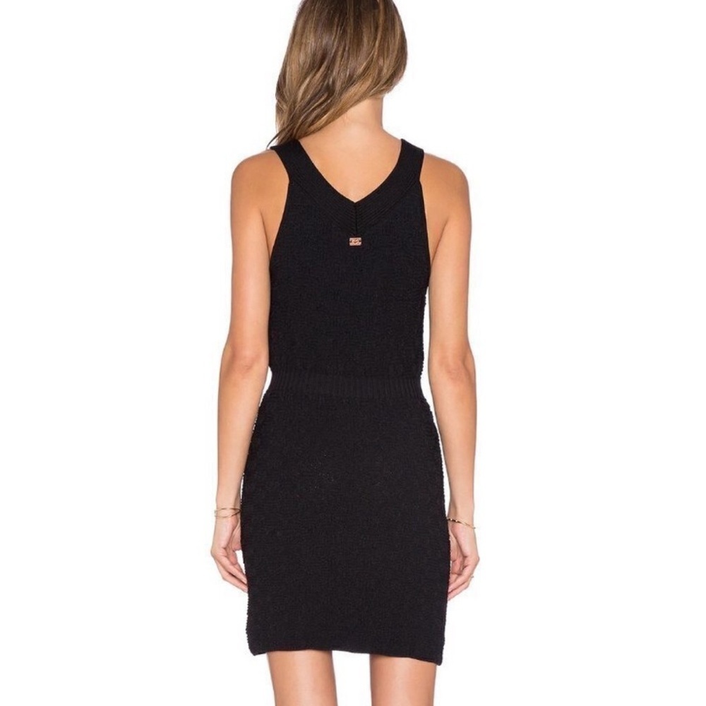 Knitz For Love & Lemons Camilla Black Textured Knit V Neck Dress - Picture 2 of 8